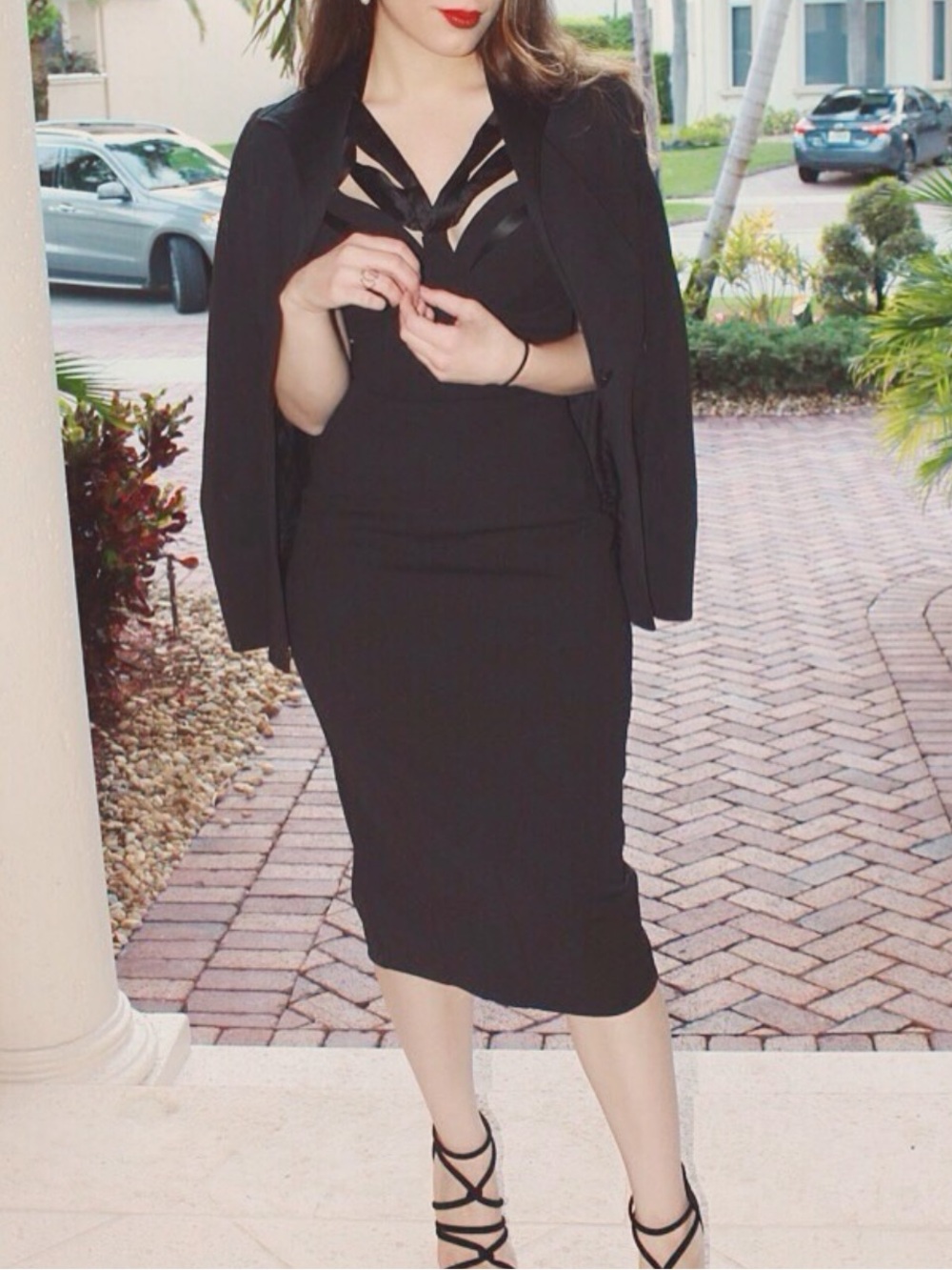 MISHA COLLECTION Black Strappy Bodycon Mini Dress